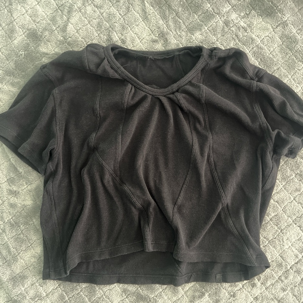 lululemon black ribbed modal-cotton t-shirt